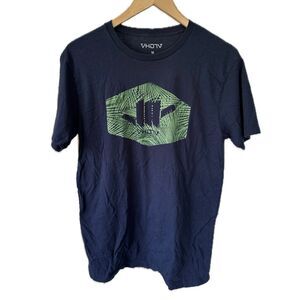 VH07V Aloha Revolution Men's Fine Crew 100% Cotton Shaka Palm Graphic T-shirt M